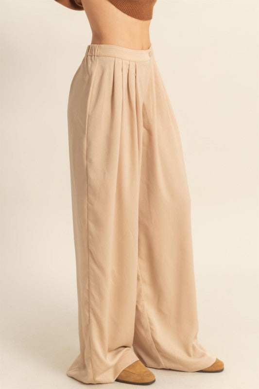 Wide-Leg Palazzo Satin Pants