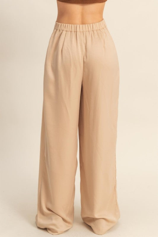 Wide-Leg Palazzo Satin Pants