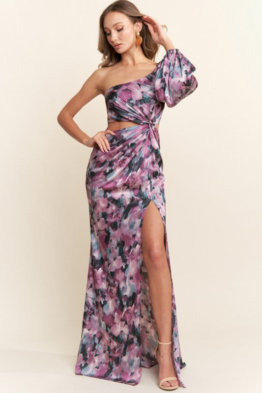 Marcia One Shoulder Printed Dress