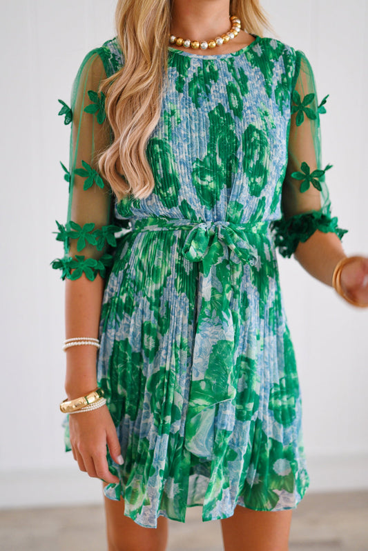 Dahlia Green Pleated Dress