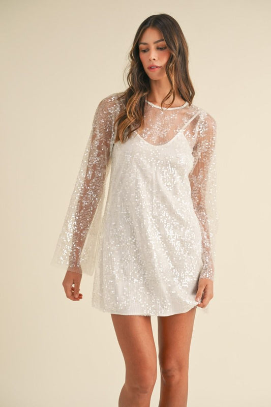 Lucy White Sequin Mini Dress