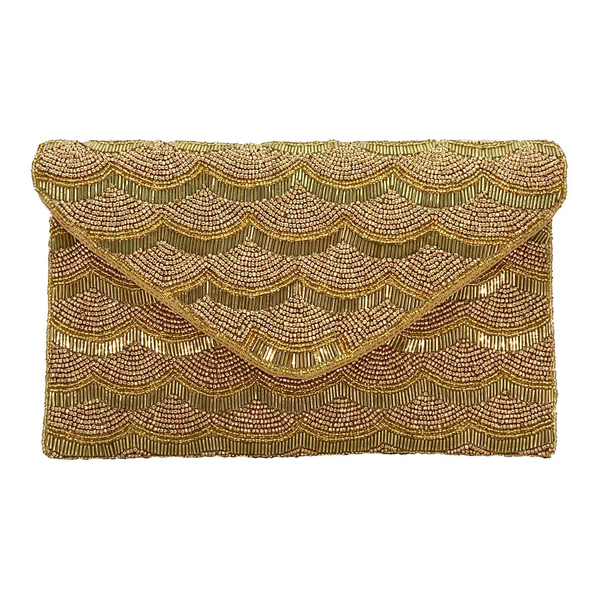 The Gold Scallop Beaded Clutch