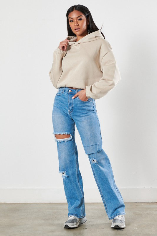 Distressed Wide Leg Jeans - ONLINE ONLY